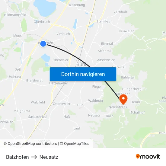 Balzhofen to Neusatz map