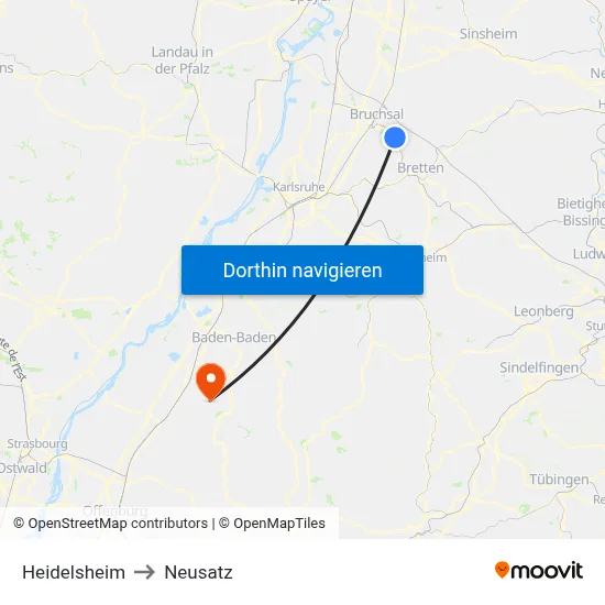 Heidelsheim to Neusatz map