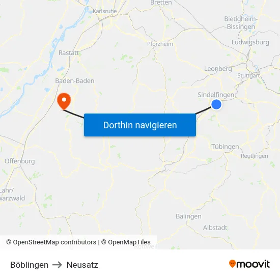 Böblingen to Neusatz map