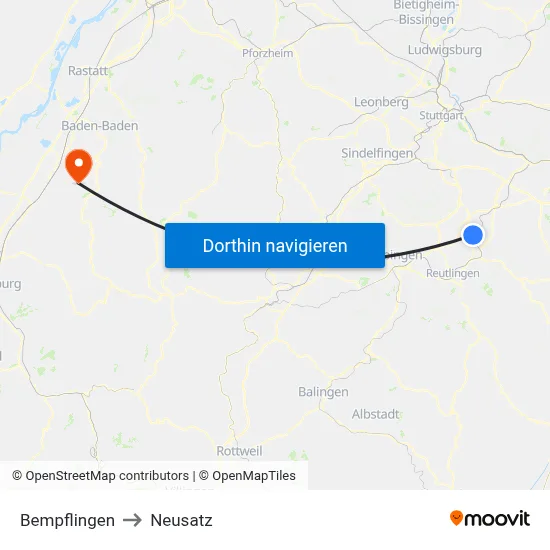 Bempflingen to Neusatz map