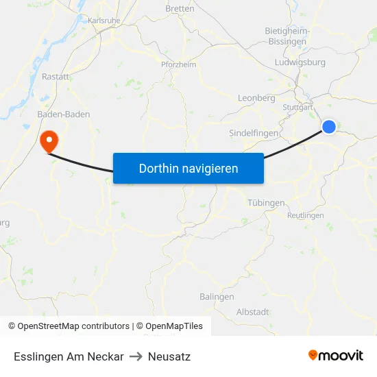 Esslingen Am Neckar to Neusatz map