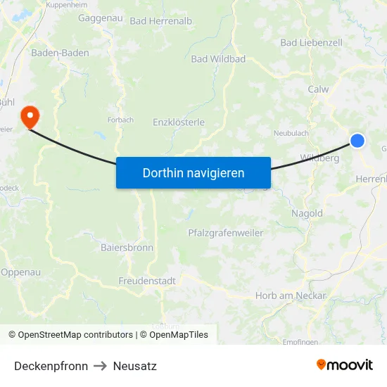 Deckenpfronn to Neusatz map