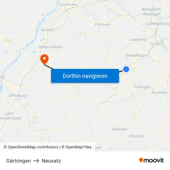 Gärtringen to Neusatz map