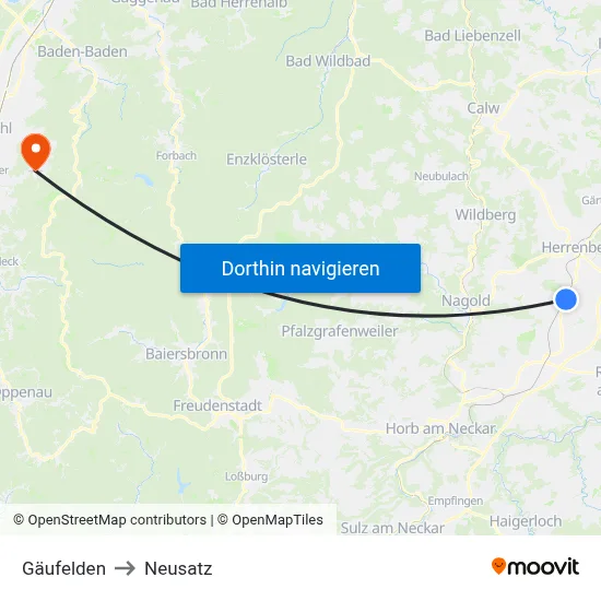 Gäufelden to Neusatz map