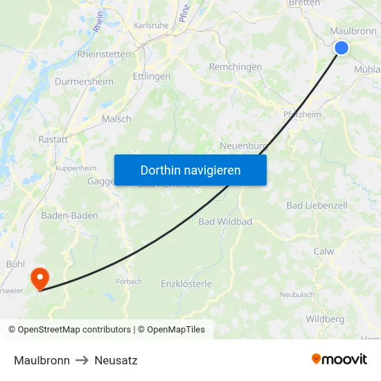 Maulbronn to Neusatz map