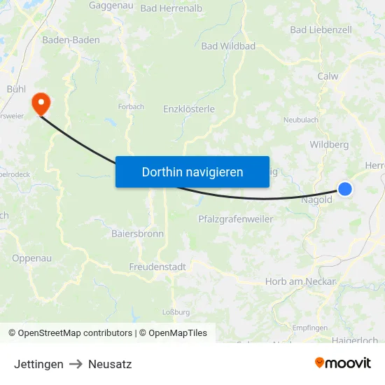 Jettingen to Neusatz map