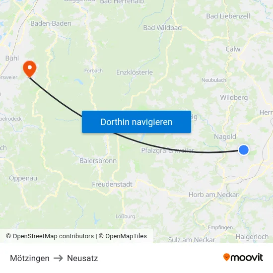 Mötzingen to Neusatz map