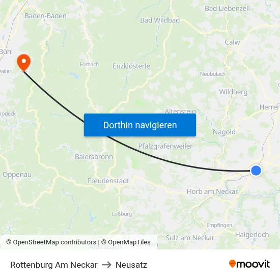 Rottenburg Am Neckar to Neusatz map
