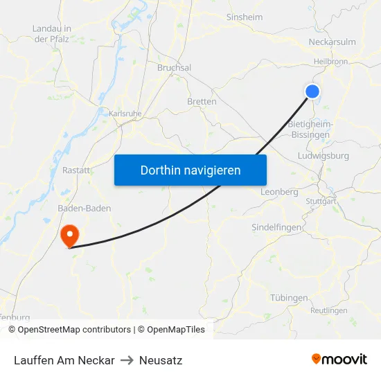 Lauffen Am Neckar to Neusatz map