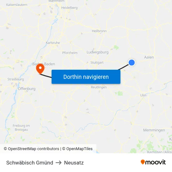 Schwäbisch Gmünd to Neusatz map