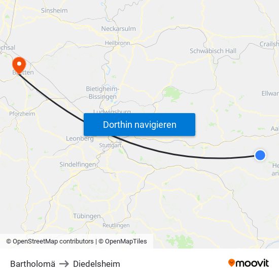 Bartholomä to Diedelsheim map
