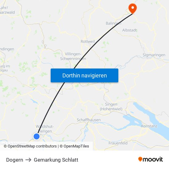 Dogern to Gemarkung Schlatt map