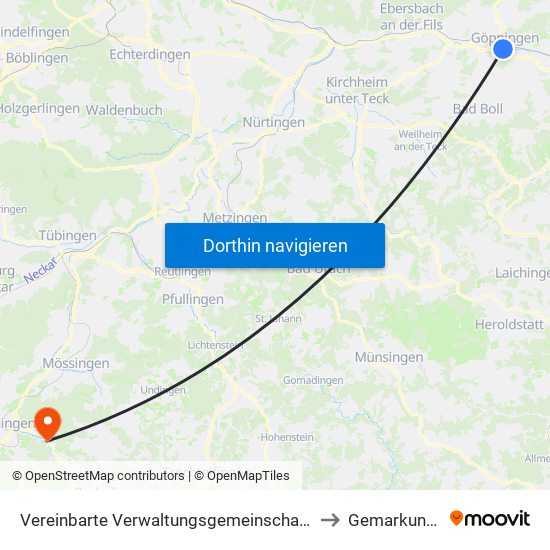 Vereinbarte Verwaltungsgemeinschaft Der Stadt Göppingen to Gemarkung Schlatt map