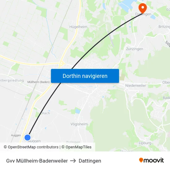 Gvv Müllheim-Badenweiler to Dattingen map