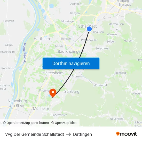 Vvg Der Gemeinde Schallstadt to Dattingen map