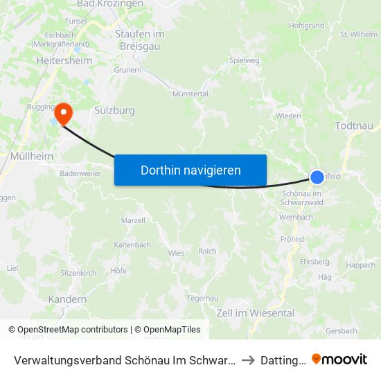 Verwaltungsverband Schönau Im Schwarzwald to Dattingen map