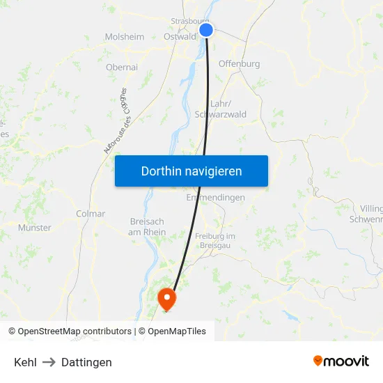 Kehl to Dattingen map