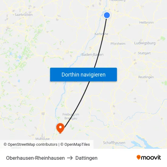 Oberhausen-Rheinhausen to Dattingen map