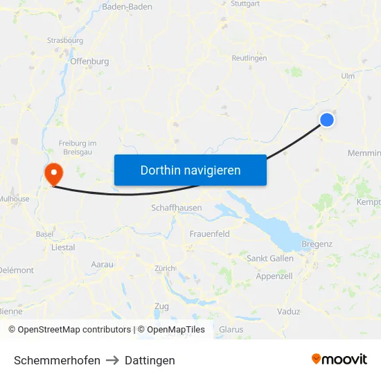 Schemmerhofen to Dattingen map
