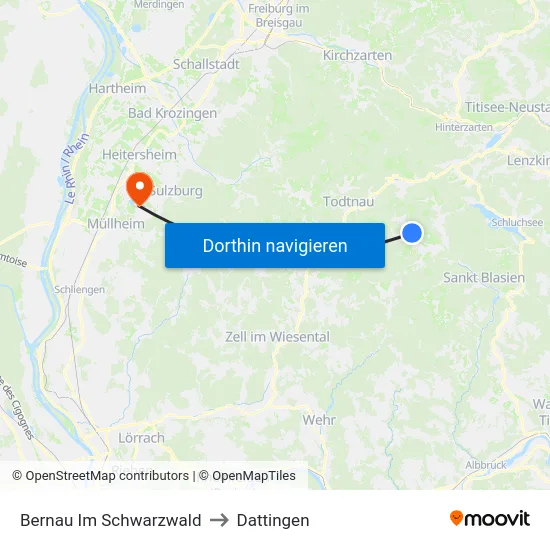 Bernau Im Schwarzwald to Dattingen map