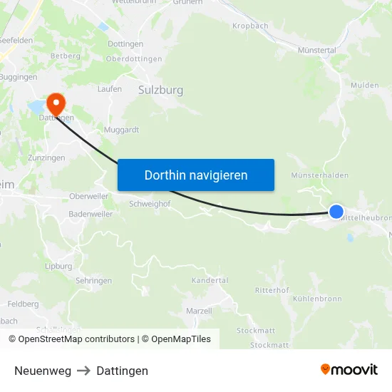 Neuenweg to Dattingen map