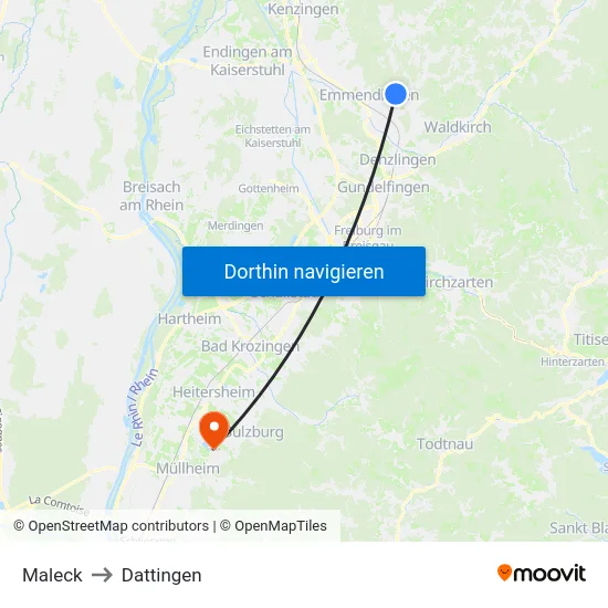Maleck to Dattingen map
