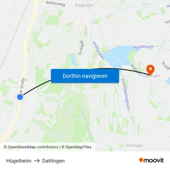 Hügelheim to Dattingen map