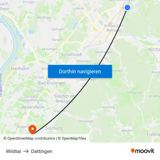 Wildtal to Dattingen map