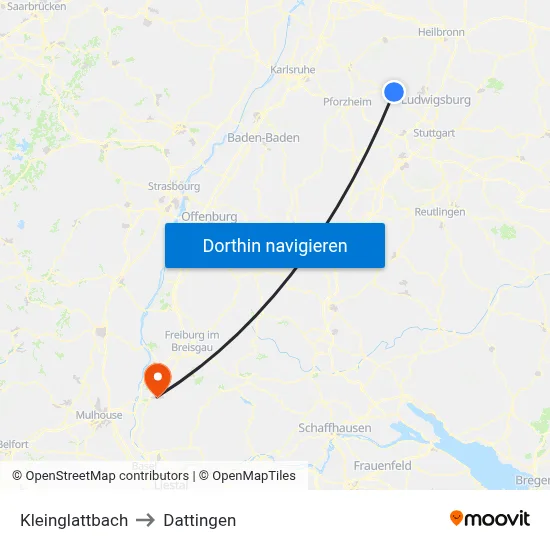 Kleinglattbach to Dattingen map