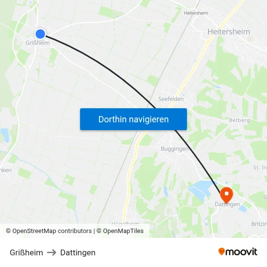 Grißheim to Dattingen map