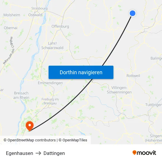 Egenhausen to Dattingen map