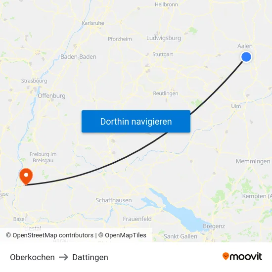Oberkochen to Dattingen map
