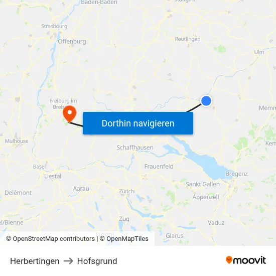 Herbertingen to Hofsgrund map