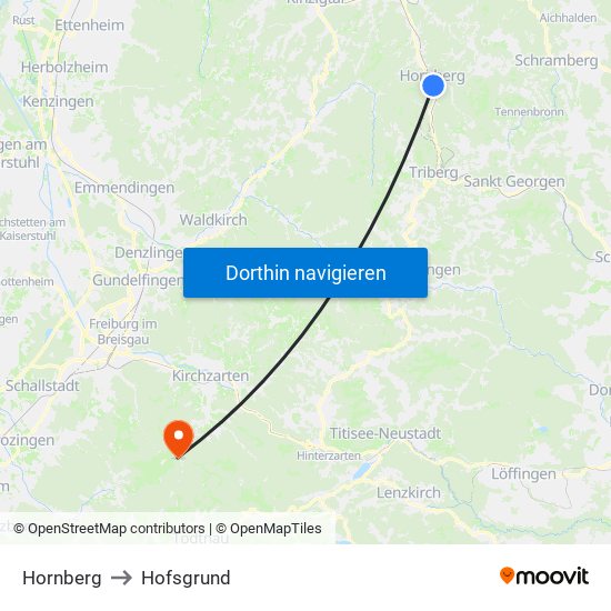 Hornberg to Hofsgrund map