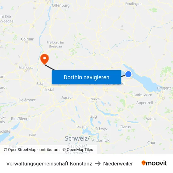 Verwaltungsgemeinschaft Konstanz to Niederweiler map
