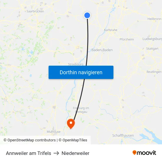 Annweiler am Trifels to Niederweiler map