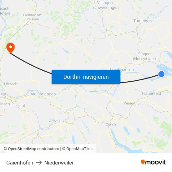 Gaienhofen to Niederweiler map