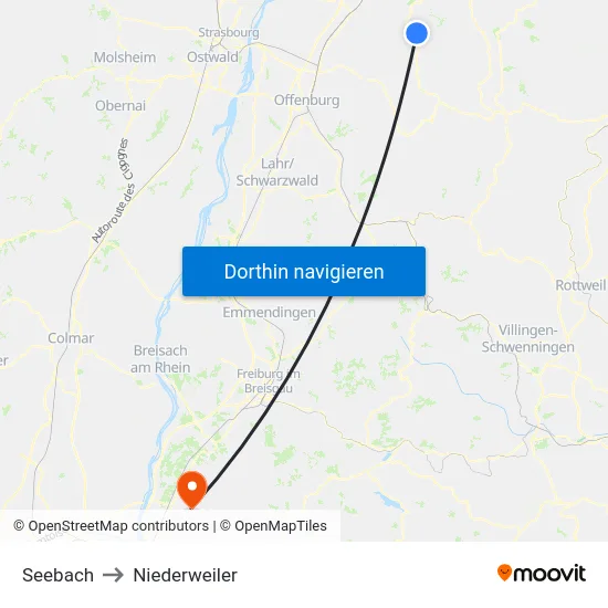 Seebach to Niederweiler map
