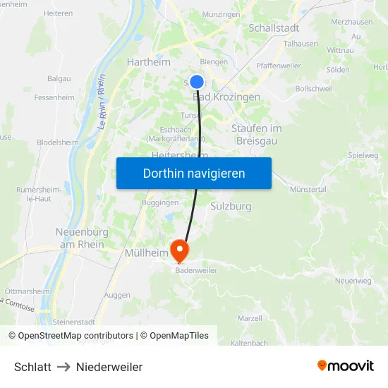 Schlatt to Niederweiler map