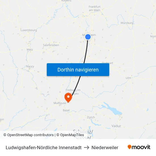 Ludwigshafen-Nördliche Innenstadt to Niederweiler map