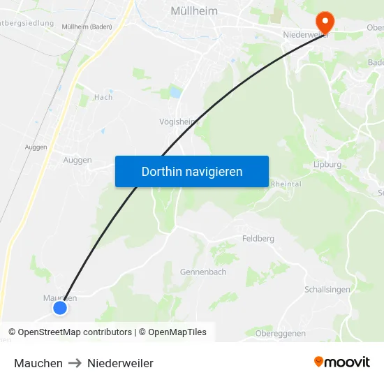 Mauchen to Niederweiler map
