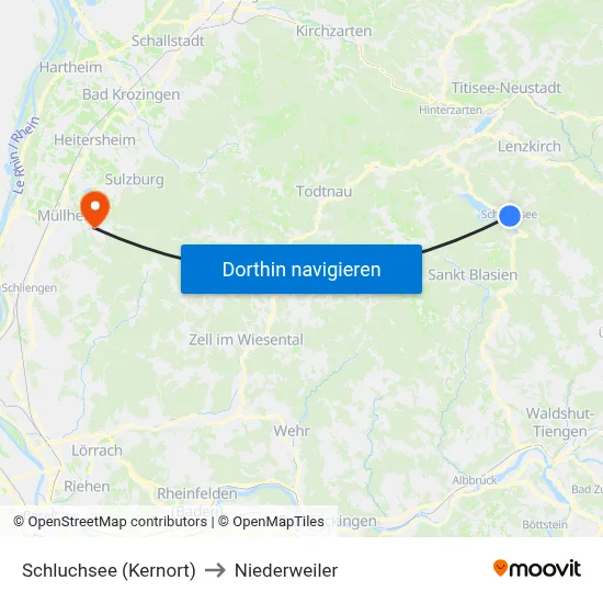 Schluchsee (Kernort) to Niederweiler map
