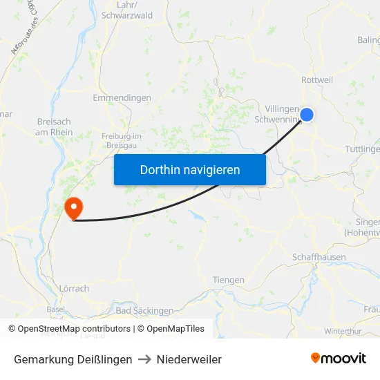 Gemarkung Deißlingen to Niederweiler map