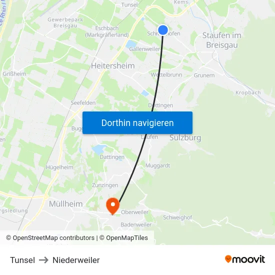 Tunsel to Niederweiler map