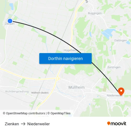 Zienken to Niederweiler map