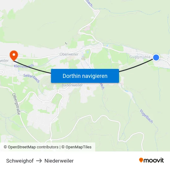 Schweighof to Niederweiler map