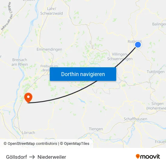 Göllsdorf to Niederweiler map