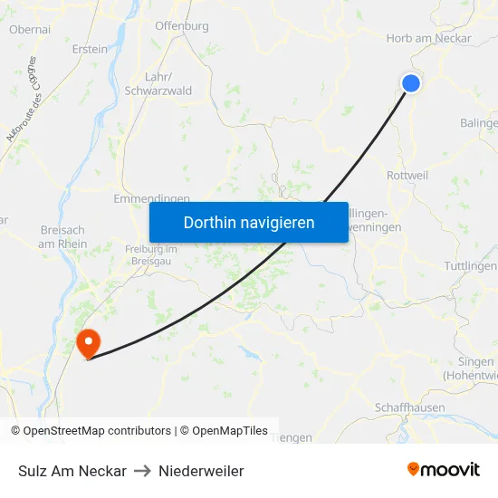 Sulz Am Neckar to Niederweiler map