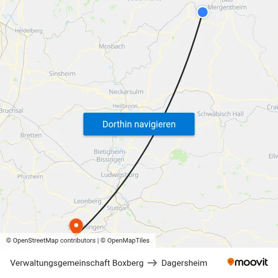 Verwaltungsgemeinschaft Boxberg to Dagersheim map