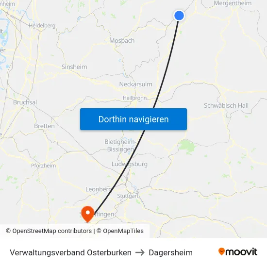 Verwaltungsverband Osterburken to Dagersheim map